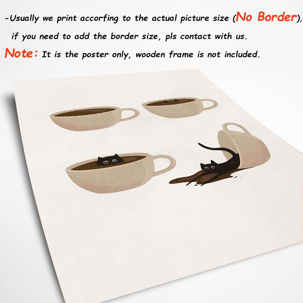 Katze und Kaffee Poster Moka Pot Wandkunst Leinwand Malerei Moderne nordische Drucke Bilder für Wohnzimmer Küche Wohnkultur