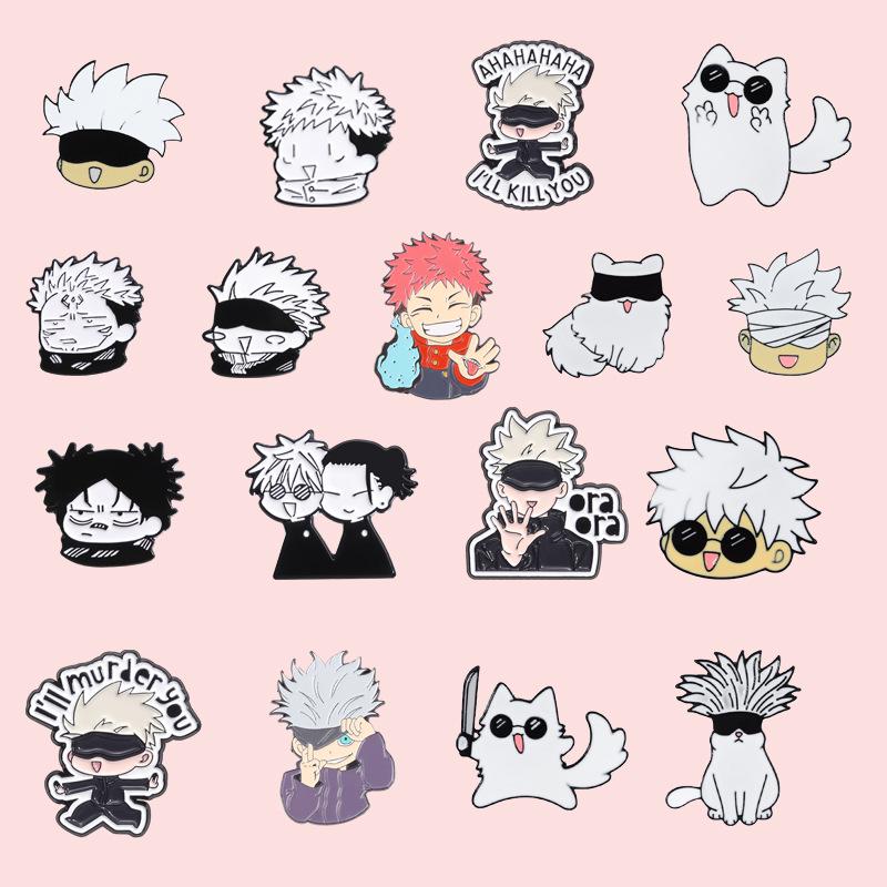 Jujutsu Kaisen Niedliches Yuji & Gojo Brosche Set – Cartoon Anime Anstecknadel