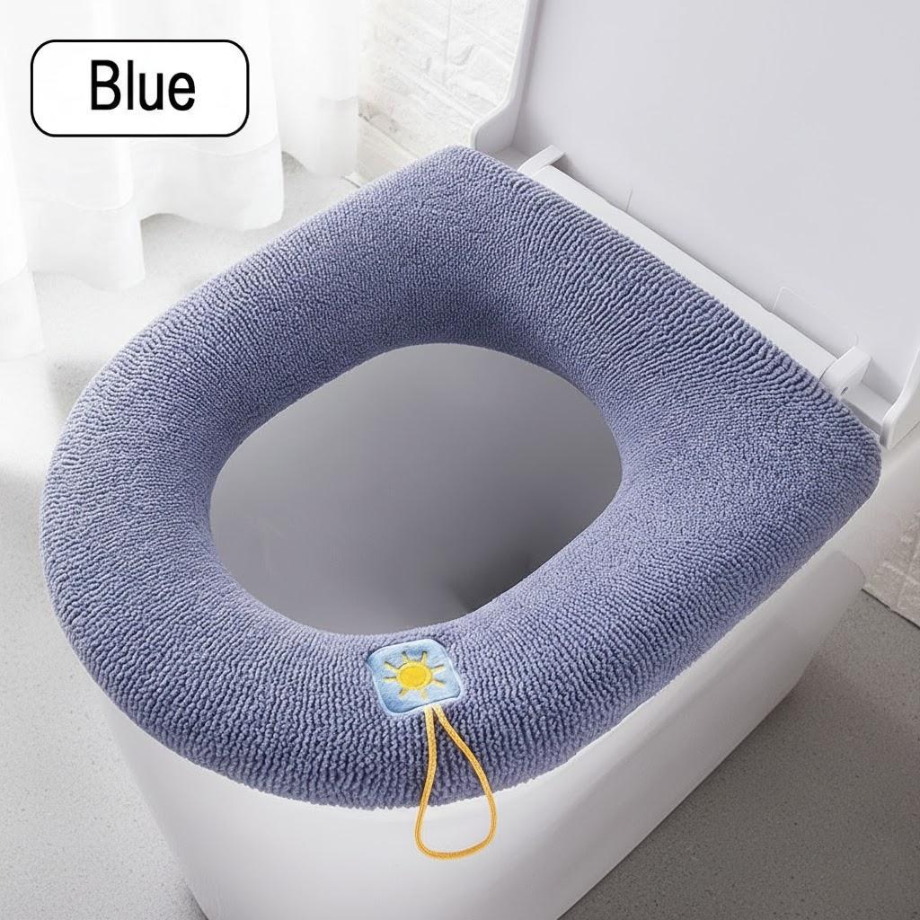 

Thickened Knitted Toilet Seat Cover Washable Soft Bathroom Pad All Seasons Home Accessories синій