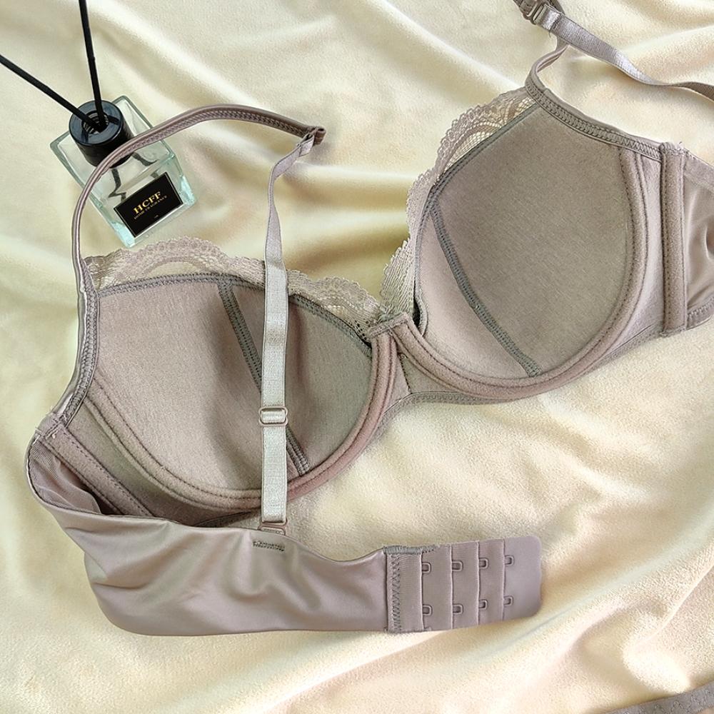 French Thin Cup Lingerie Set Sexy Lace Bras High Quality Women Underwear Wireless Push Up Brassiere Breathable Bras Panties Set