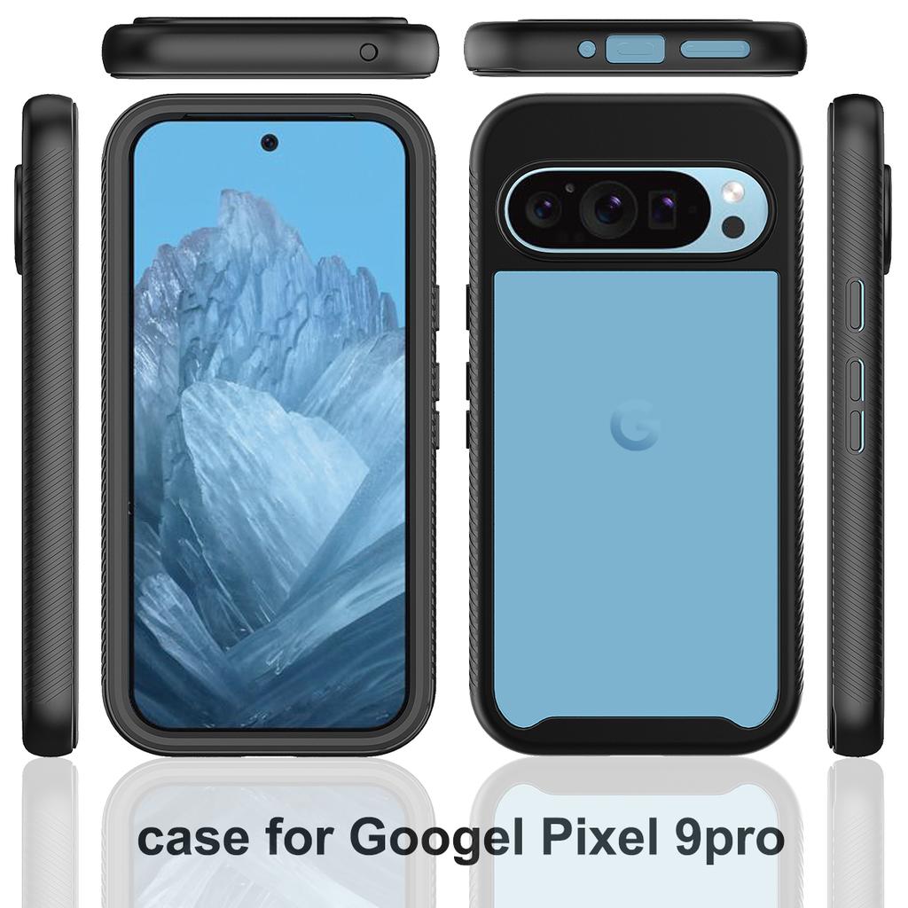 Etui na Google Pixel 9/Pixel 9 Pro PC+TPU Przezroczyste Etui na Telefon z Folią PET na Ekran Wszechstronna Ochrona