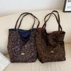 Fashionable Suede Leopard Print Tote Bag Women Perfect For Daily Commuting