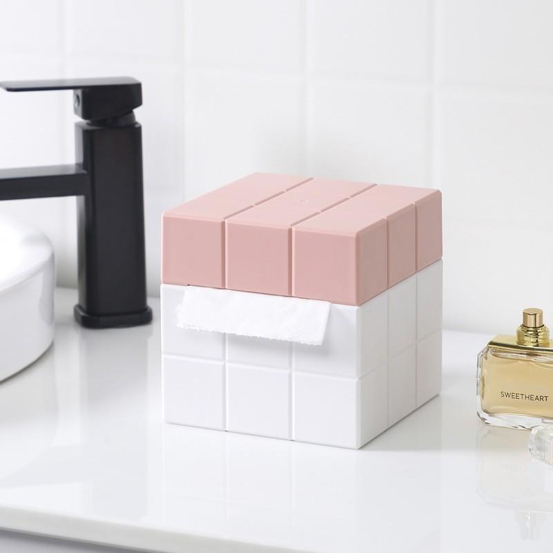 Modern Minimalist Creative Cube Tissue Box With Plastic Material For Living Room And Bathroom Use