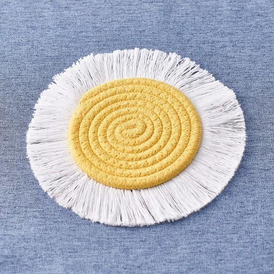 Cup Mat Highly Absorbent Braided Drink Coaster Solid Color Heat-Resistant Reusable Woven Coaster Cup Pad