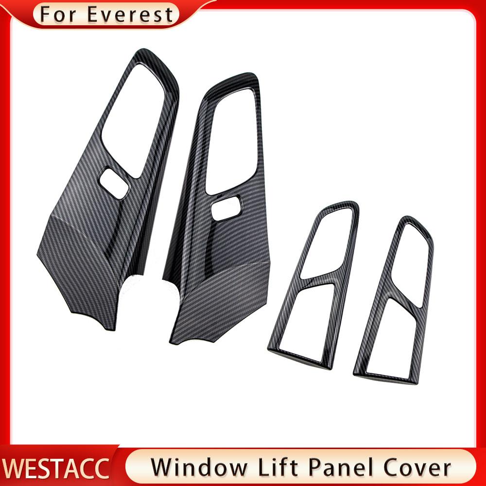 Carbon Fiber Car Interior Door Handle Panel Decoration Frame Cover Trim for Ford Ranger Everest 2015 -