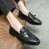 Men's Shoes Large Size New Leather Shoes Fashionable Men's Pointed Leather Shoes Trend British Style Fringed Leather Shoes Can Be