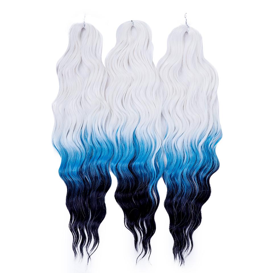 FREEDOM Synthetische Flecht-Haarverlängerungen Tief Gewellt 24 Zoll Lang Lockige Braids Haare Ombre Braun Regenbogen Twist Häkel-Haar