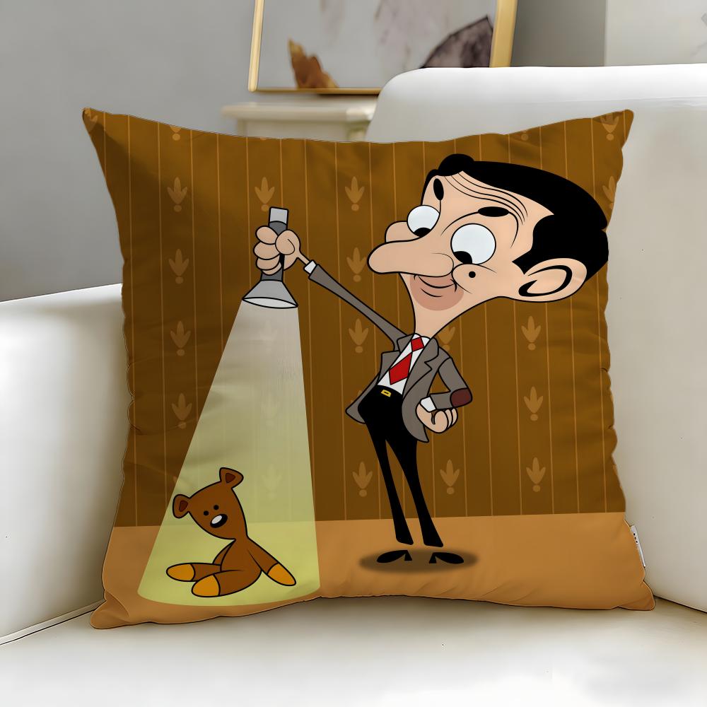 Classic Comedy Character Mr. Bean Cushion Cover Soft & Easy-Wash Pillow Case – Versatile for Couch, Bed, Travel and Office