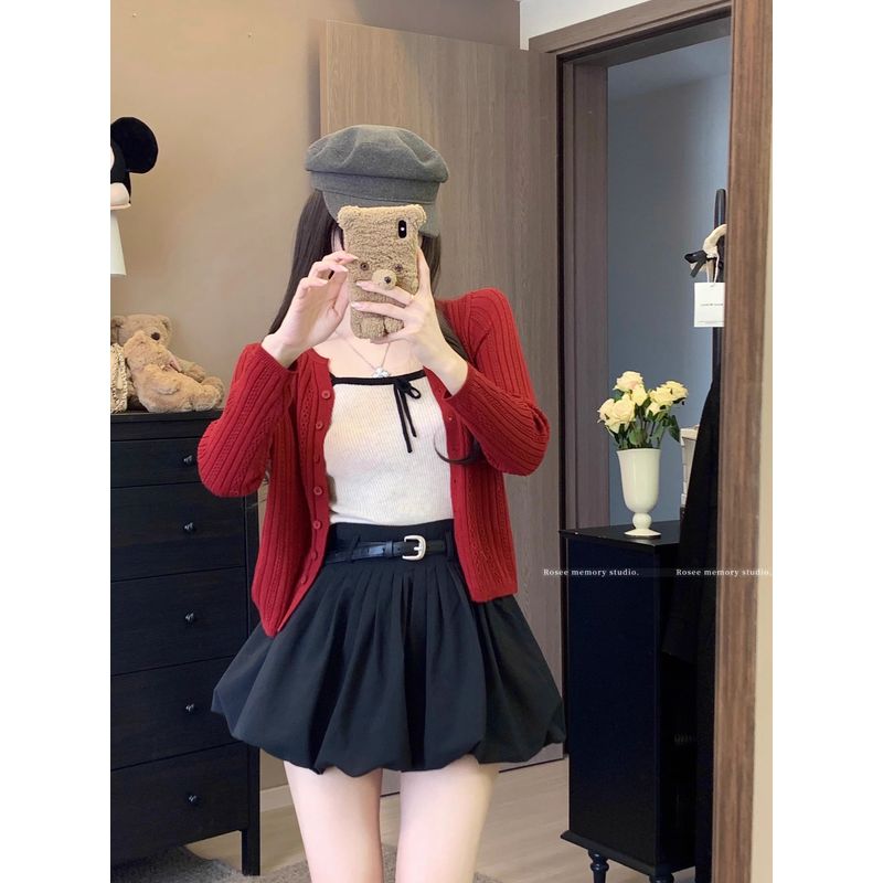 Kumikumi Sweet Style Slimming Youthful-Looking Bud Skirt Women's Clothing Fall Fashion Tape Elegant A- line Skirt Skirt