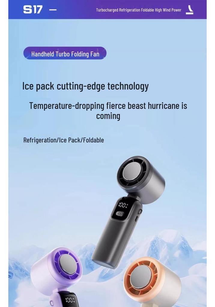 Foldable Handheld Neck Fan with Turbo Cooling and Ice Pack