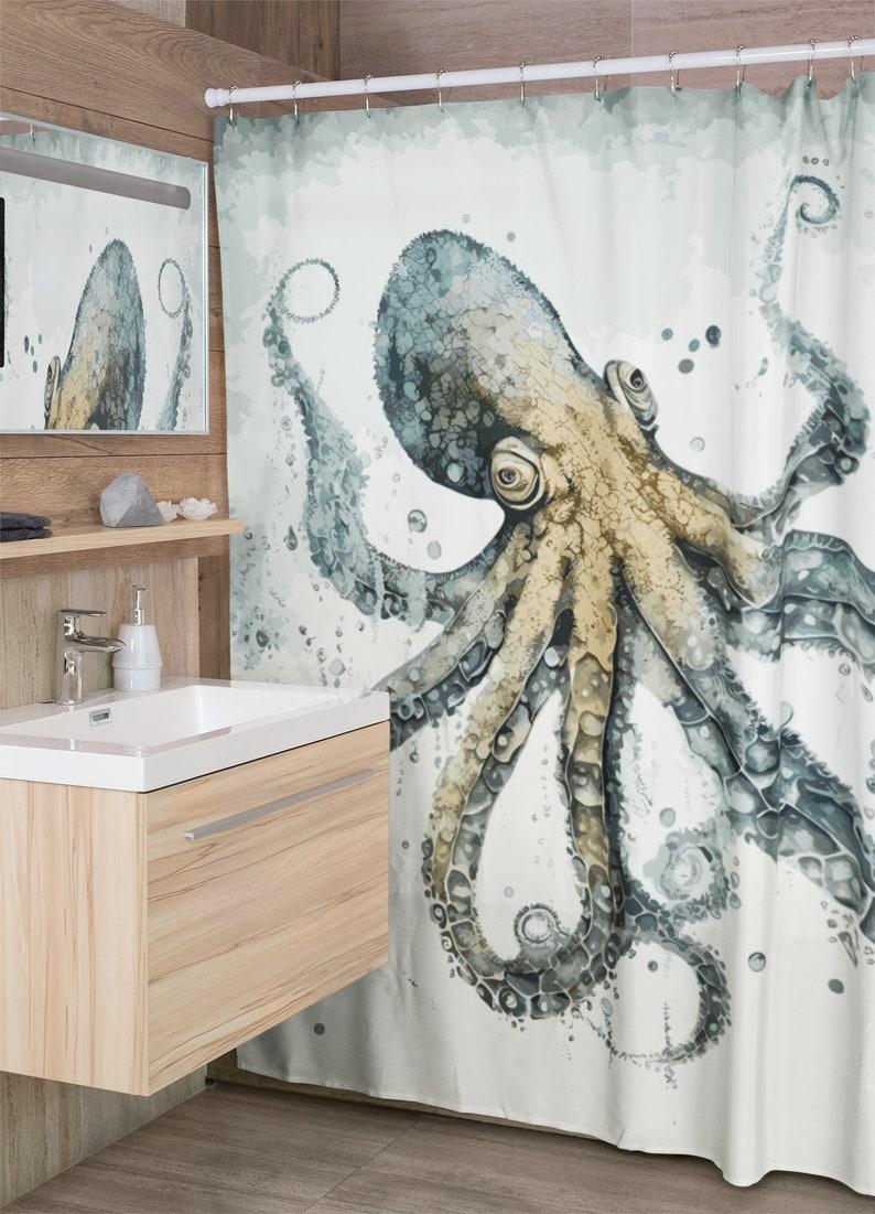 

Octopus Sea Life Shower Curtain - Nautical Ocean Style,Perfect Gift For Bathroom Refresh W60H190(CM)-1 Pcs