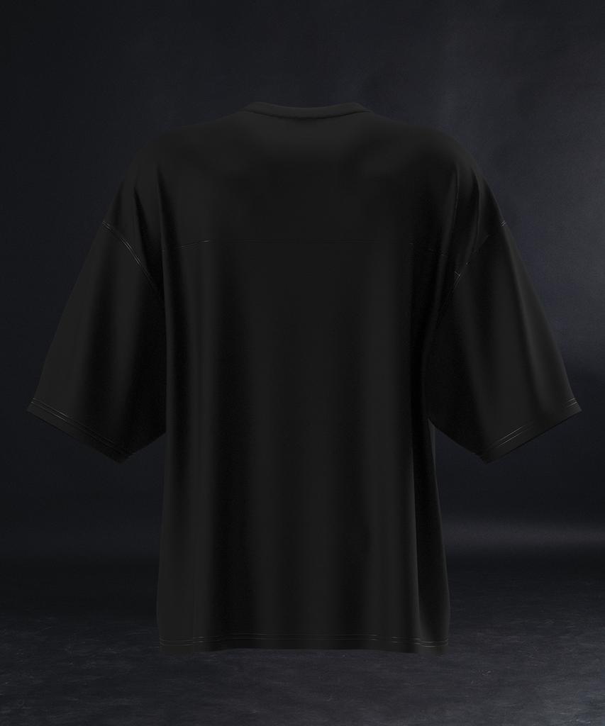 PHERMENON Oversized Rugby Jersey Short Sleeve - Black