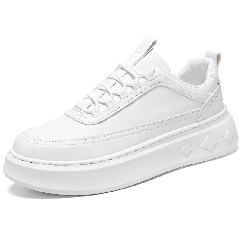 Men's Summer Breathable White Sneakers - Trendy, All-Match, Height-Enhancing Casual Sports Shoes