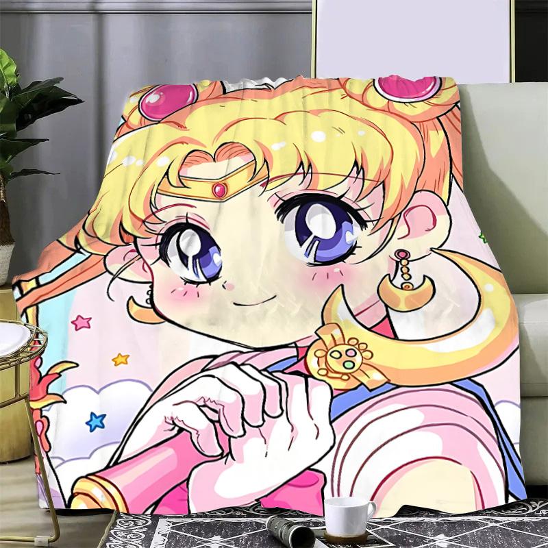 Japan Anime Cute Printed Blanket Picnic Blankets Warm Blanket and Comfortable S-Sailor M-MoonS Blanket Home Travel Birthday Gift
