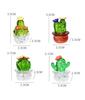 4PC  Handmade Glass Cactus Figurines Ornaments Mini Bonsai Decor Cute Miniature Desktop Craft Adornment Creative Home Decor Gift