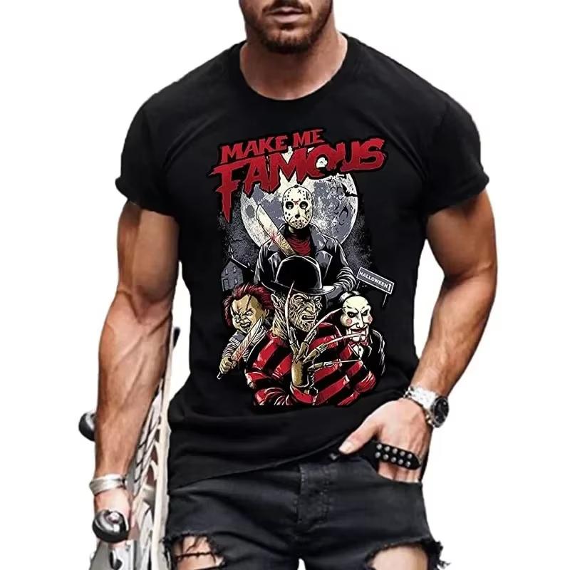 

Mens Friends Halloween T-Shirt Michael Jason Halloween Myers Horror Scary Movies Graphic Short Sleeve Shirts Tee Top Gifts Manga 4XL