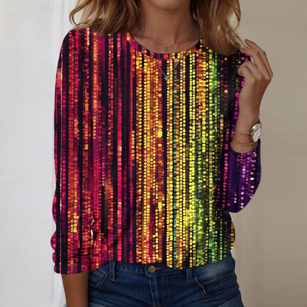 Langarmshirts für Damen, niedlicher Aufdruck, Grafik-T-Shirts, Blusen, lässig, Übergröße, Basic-Tops, Pullover