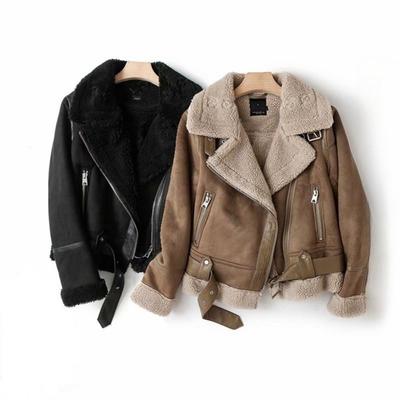 Mode Dameskleding Bont Geïntegreerde Jas Retro Motorjas Top