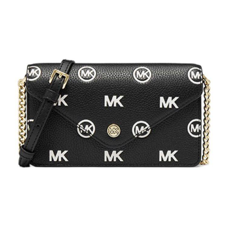 

Michael Kors MK Jet Set Travel Logo Print Leather Envelope Shoulder Bag Small Women bags Black 35F3GTVC5LBLACK Basic Set (Bag+Dust Bag)
