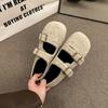 Fashion Mary Jane shoes women's shoes large size 2025 new belt buckle ugly cute shoes one word with shallow cotton shoes women