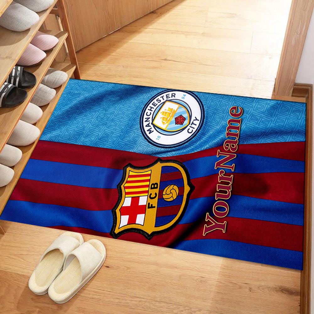 Manchester City Customizable Name Carpet Design for Kitchen Foyer Decorate Room Playrooms Anti-slip Rug Decorate Offices