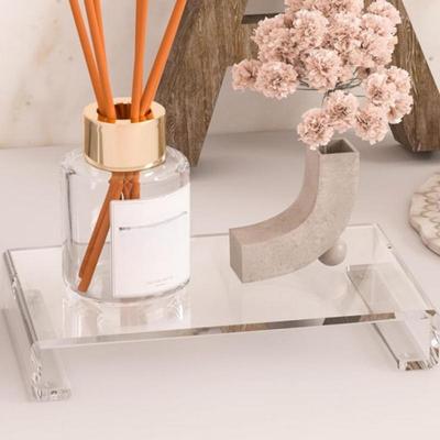 Acrylic Tray Pedestal Stand Bathroom Decor, Crystal Clear Display Risers Kitchen, Soap Dish Holder for Counter, Sink, Vanity