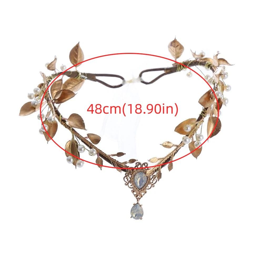Flower Vine Elven Crown Diadem Rhinestone Decorated Elf Tiara Head Band Simulate Tree Leaves Fairy Headpiece Bridal Wedding