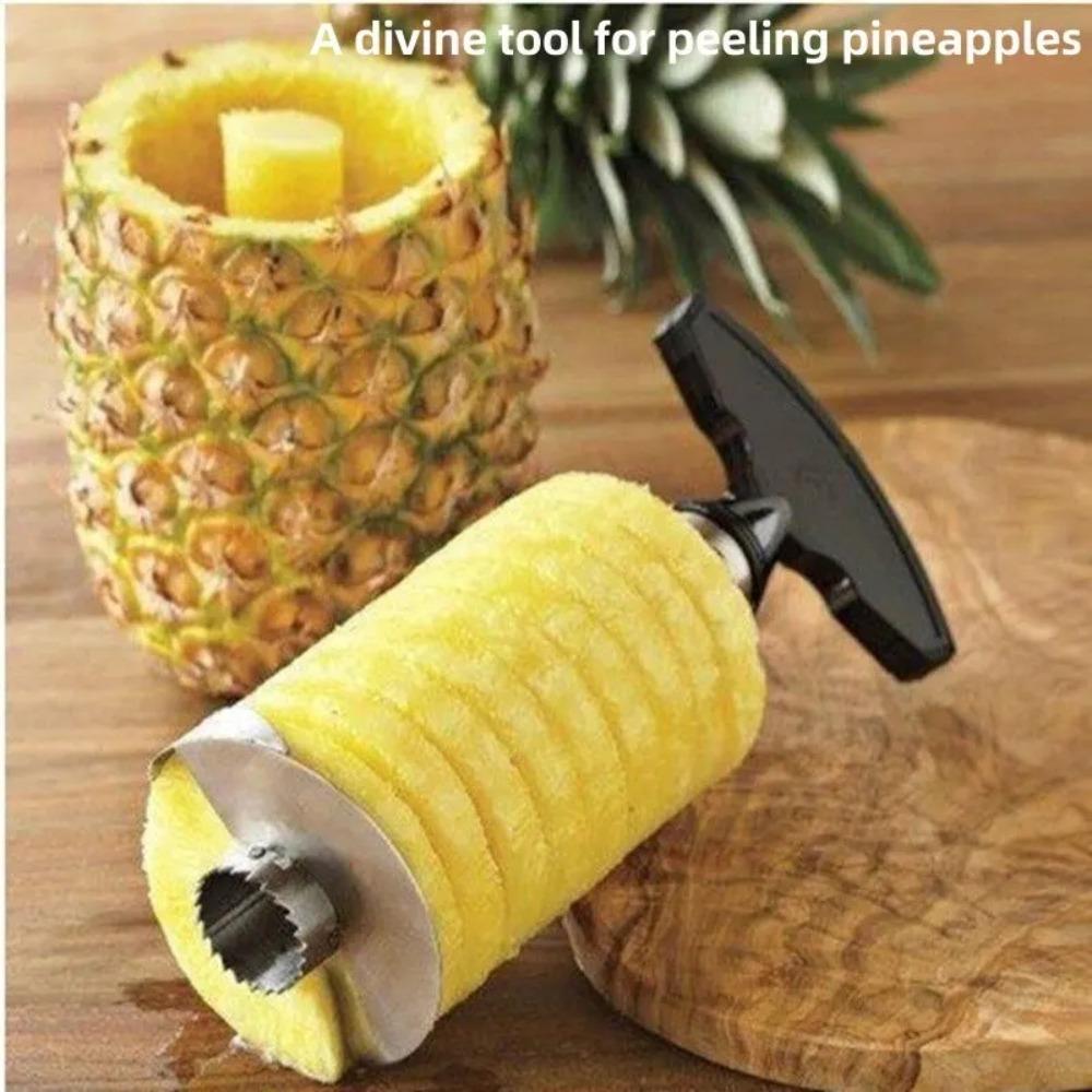 

Stainless Steel Pineapple Peeler Cutter Fruit Knife Slicer A Spiral Pineapple Cutting Machine Easy To Use Kitchen Cooking Tools чёрный