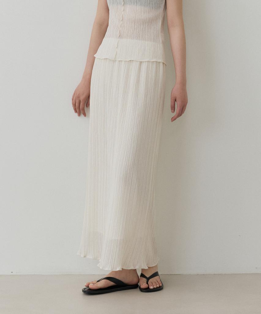 Towave Teen Pleats Banding Skirt_Cream