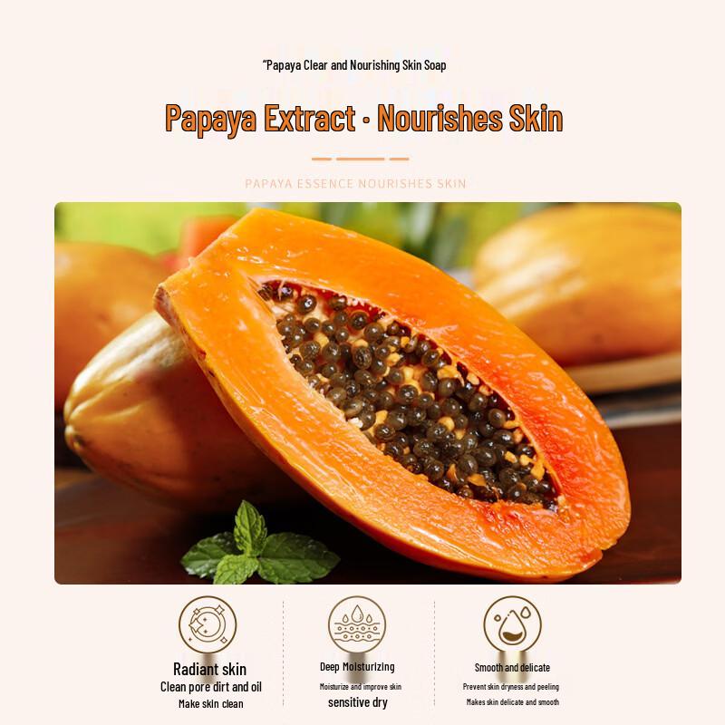 AIFUJIAPIN Papaya Handmade Cleansing Soap (3-Pack)