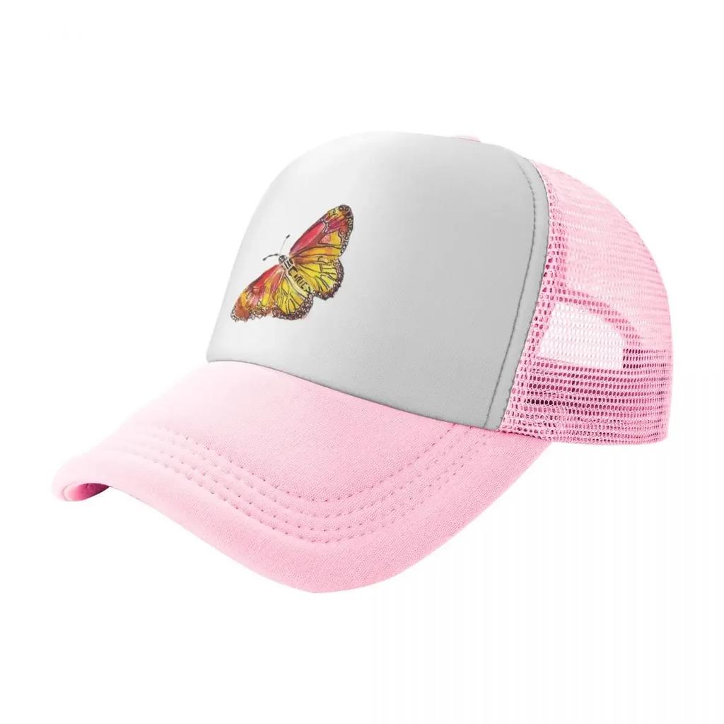 Yellow Pink Butterfly Baseball Cap Big Size Hat Golf Vintage Visor Man Womens