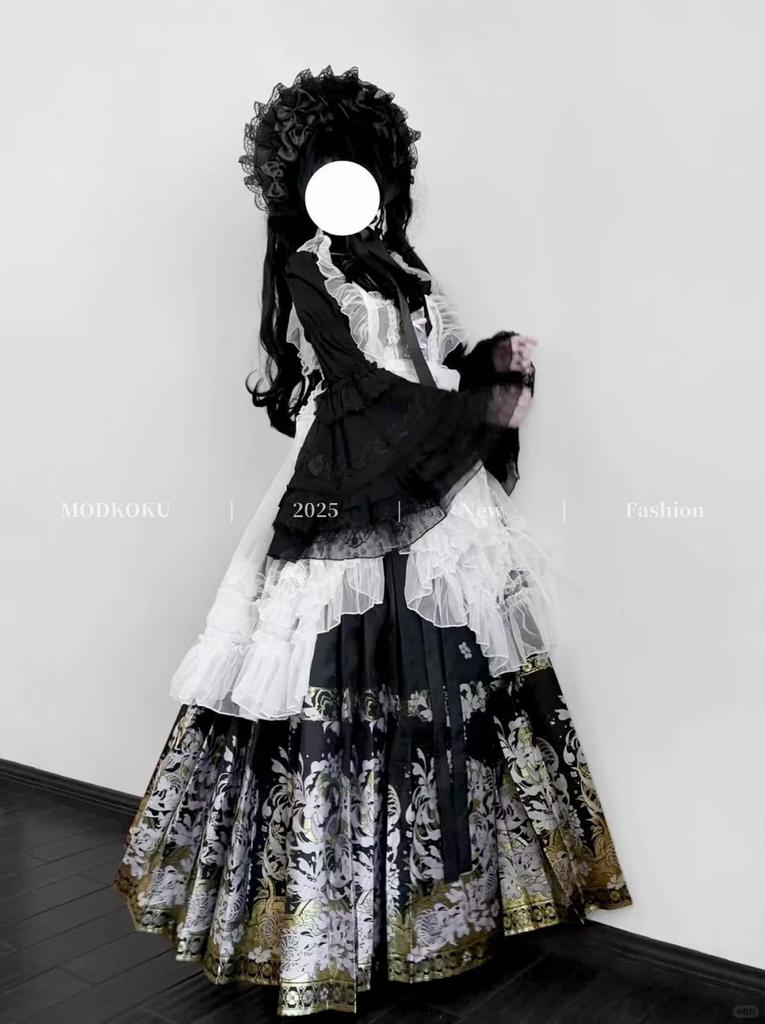 MODKOKU Gothic Lolita Top and Maid Princess Japanese Mori Long Size M Women's 3-Piece Set, Undergarments, Lolita, Cheongsam, Kimono, Yukata, Outfit,