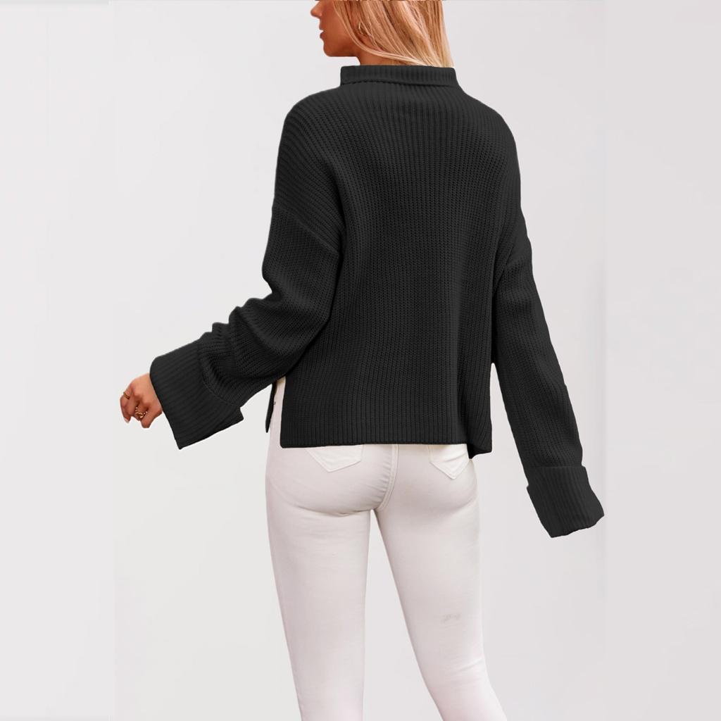 Women's Solid Color Long Sleeve Pullover Round Neck Sweater