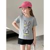 27home Kids K-style Summer New Children's Clothing Girl Tops Children Cartoon Rabbit Pure Cotton Short Sleeve T-Shirt