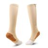 Zipper Compression Socks for Women and Men Over the Calf Knee High 15-20mmHg Open Toe Compression Stockings for Walking