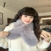 1Pc Korean Version of Student Hair Cross Long Scarf Warm Imitation Fur Fox Hair Solid Color Scarf Scarf Neck Autumn and Winter Women Thickened