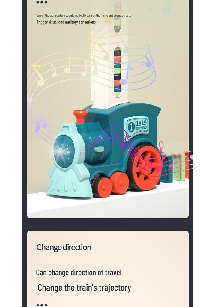 Automatic Little Train Domino Dispenser with Sound & Light - Educational Toy for Kids