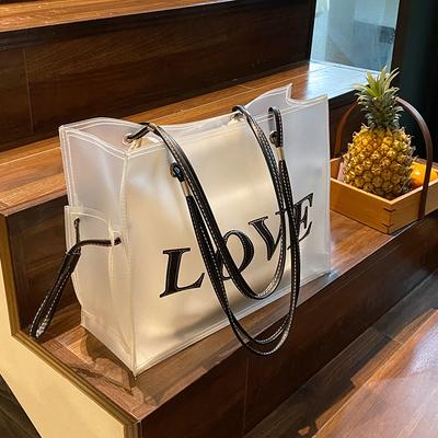 Large-capacity Bag Women's Summer Versatile New Shoulder Transparent Jelly Bag Texture Mother and Child Tote Bag