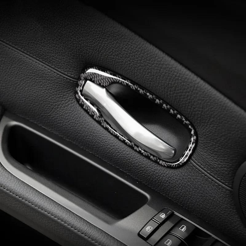 Carbon Fiber Car Interior Door Handle Cover Door Decoration Bowl Stickers For BMW 5 Series Accessories E60 E61 F10 2005-2010