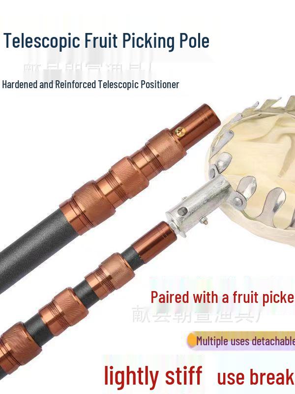 Stainless Steel Telescopic Fruit Picker with Multifunctional Landing Net for High-Altitude Use