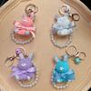 Resin Cute Diamond Rabbit Keychain With Pearl Chain Cartoon Doll Bag Pendants