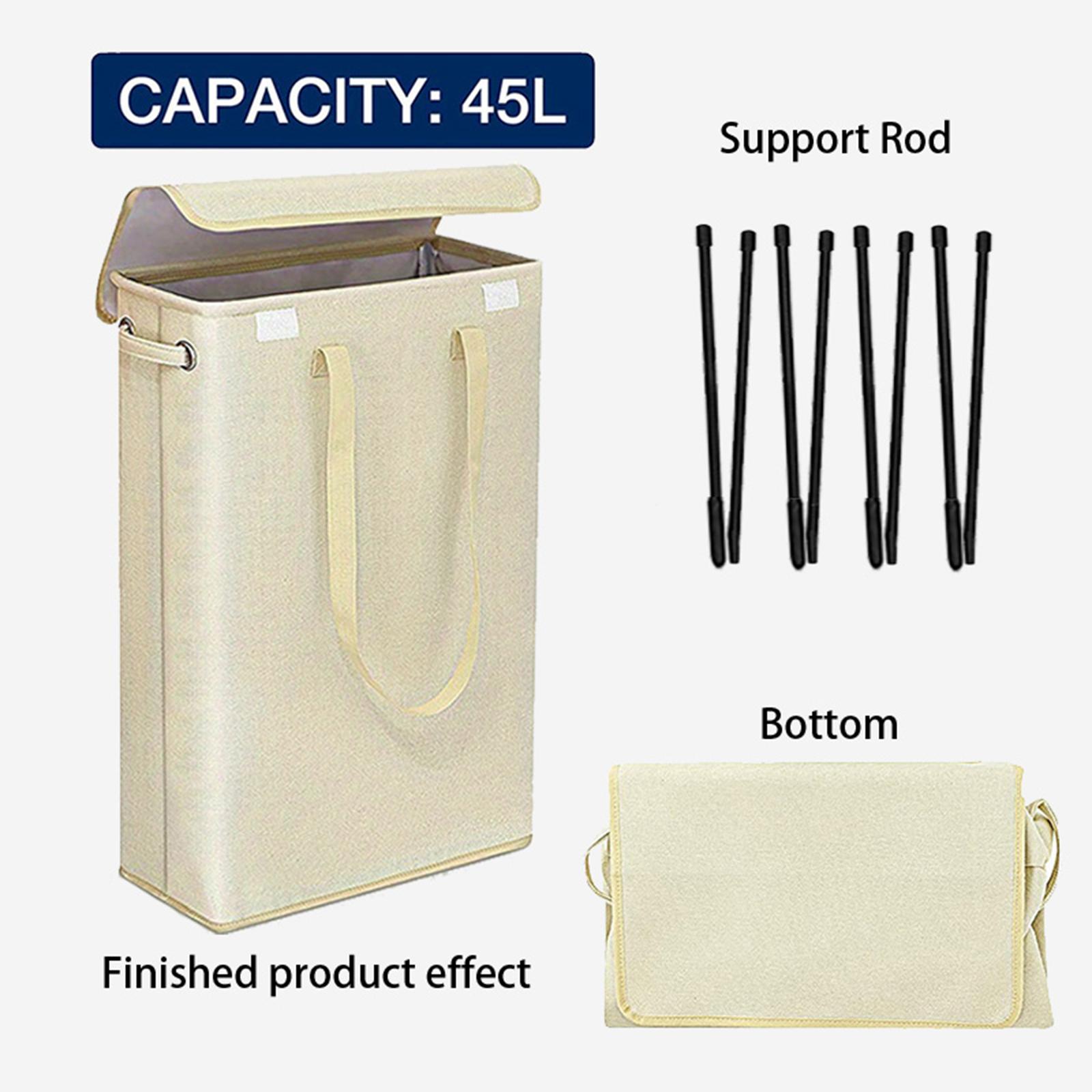 

1 шт. Складная тонкая корзина для белья с крышкой, корзина для хранения грязной одежды, организация ванной комнаты, спальни, прачечной, общежития