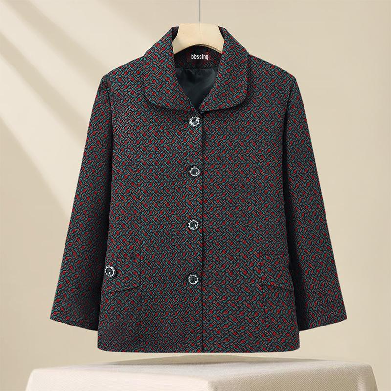 

Grandma s Autumn Long Sleeve Lapel Cardigan – Casual, Thick Style for Middle-Aged Women 2XL