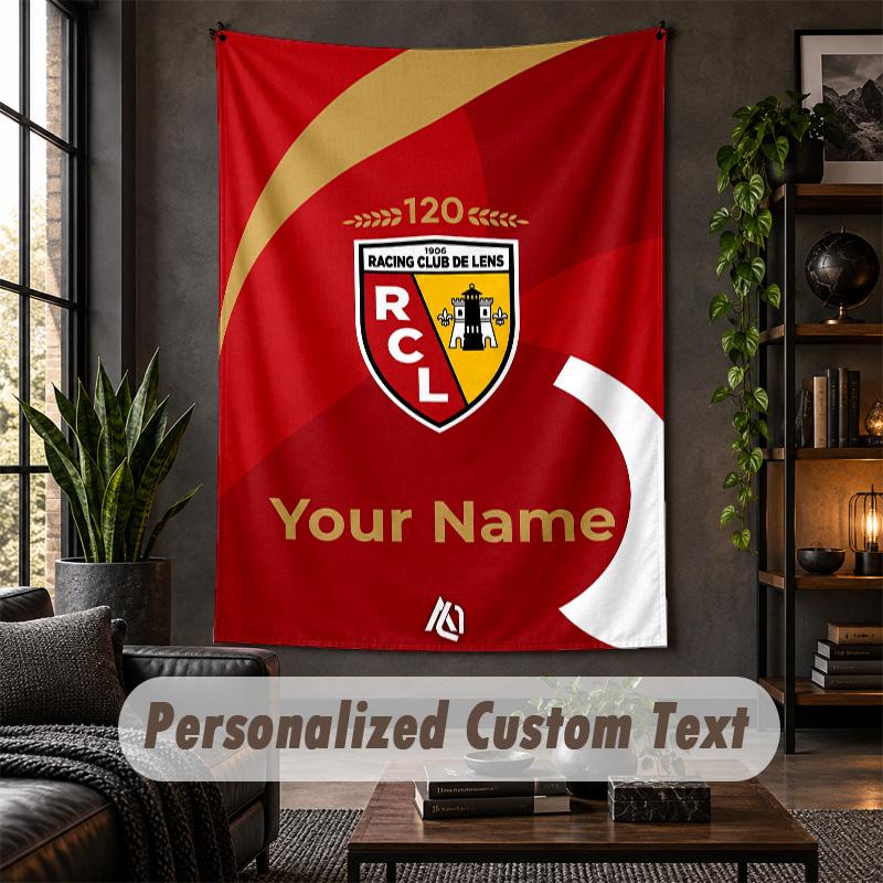 Personalized Wall Tapestry,racing club de lens Custom Text, Soft Fabric Wall Art For Indoor Decoration