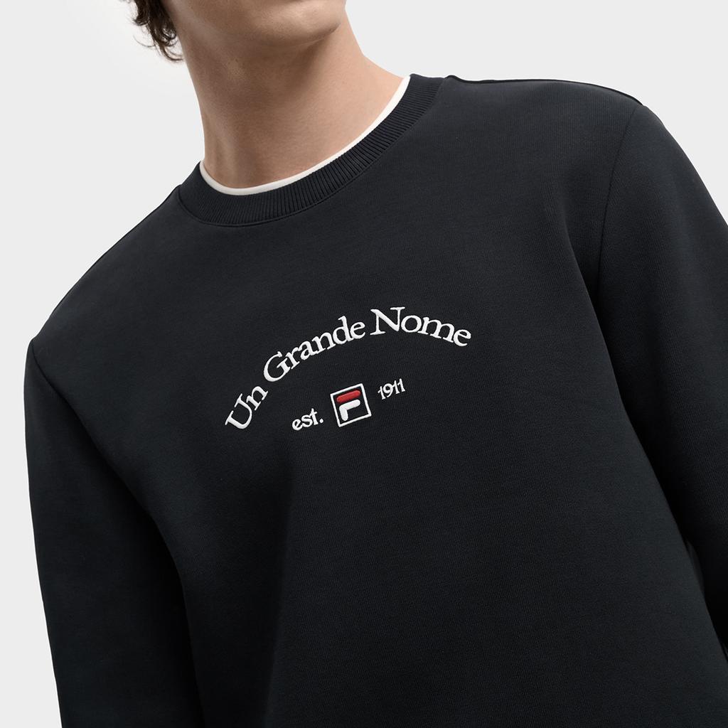 FILA Heritage Fleece Lined Classic Trendy Comfortable Versatile Pullover Sweatshirt Men sweatshirt Legendary-Blue F11M548204FNV