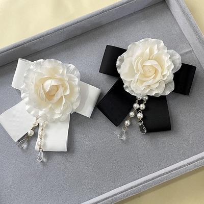 1Pc Fabric Women Rose Flower Casual Botanical Pins Mother's Day Gift Party Accessories Pearl Brooches