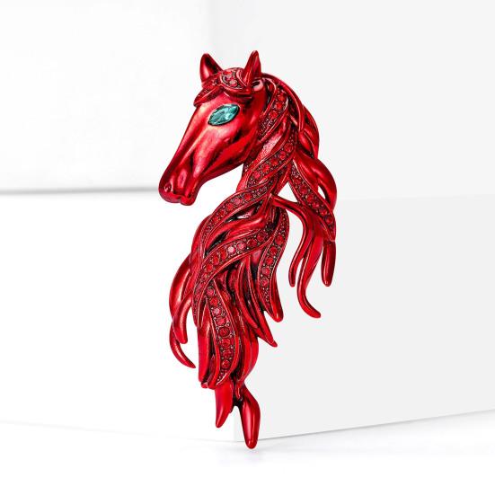 Horse Brooch Sparkling Rhinestones Inlaid Enamel Brooch Pin Clothes Hats Bags Badge Fashionable Accessory