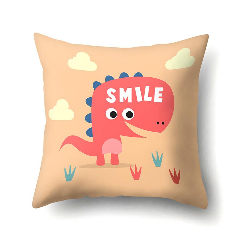 Geometric Dinosaur Pattern Polyester Single-sided Pillowcase Home Sofa Pillowcase Living Room Bedroom Cushion Cover