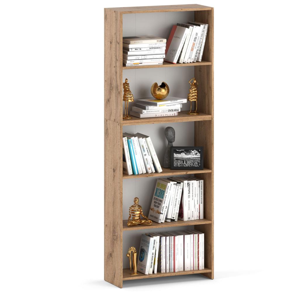 Wotan Oak Bookcase 70 CM 5 Shelves Binders Toys Loft Wooden