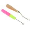 Wooden Bent Latch Hook Tool and Plastic Latch Hook Crochet Needle, Set of 2